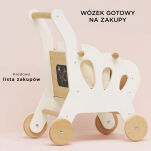 Drewniany wózek na zakupy, zabawka dla dzieci, zabawa w sklep, Le Toy Van - 3