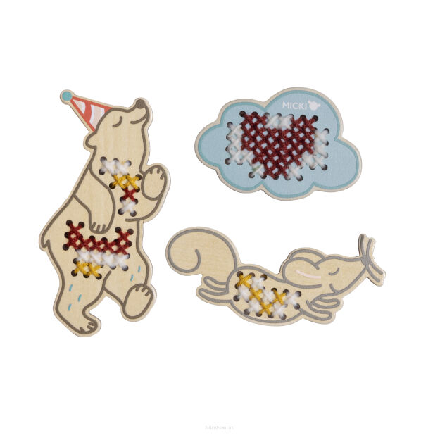 Zestaw kreatywny haftowanie, drewniana artystyczna zabawka dla dzieci Micki