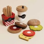Drewniany zestaw 3w1 hamburger frytki napój, zabawka dla dzieci, Le Toy Van - 2