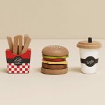 Drewniany zestaw 3w1 hamburger frytki napój, zabawka dla dzieci, Le Toy Van - 4