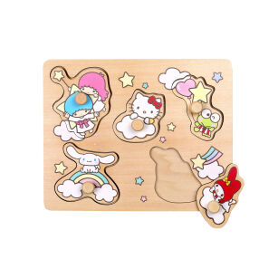 Drewniana układanka puzzle z uchwytami Hello Kitty sorter kształtów zabawka