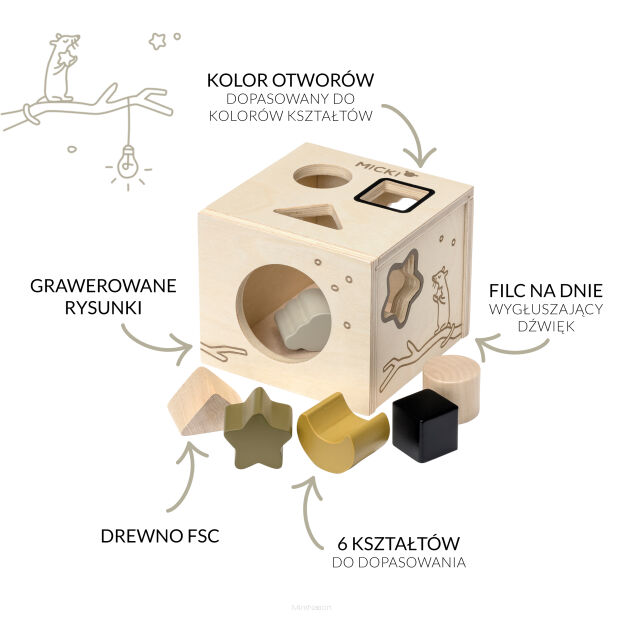 Drewniany sorter kształtów Micki Premium