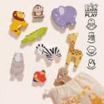 Drewniane figurki zwierzątka afrykańskie, zabawka układanka, Le Toy Van - 4