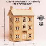 Naturalny drewniany domek dla lalek, zabawka dla dzieci, lalki, Le Toy Van - 5