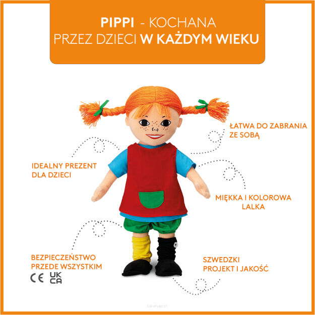 Miękka Lalka szmaciana Pippi Langstrumpf 20 cm