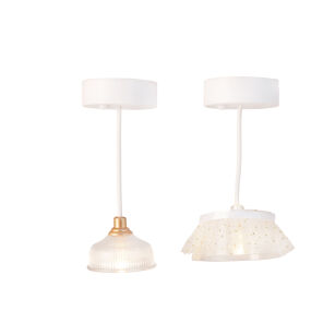 Oświetlenie domku dla lalek zestaw 2 lampy wiszące wyposażenie domki Lundby