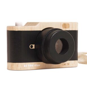 Drewniany aparat fotograficzny retro z kalejdoskopem, zabawka, Le Toy Van