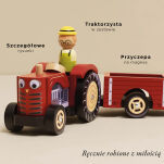 Traktor Drewniany z Przyczepą dla Dzieci Zabawka Le Toy Van - 2